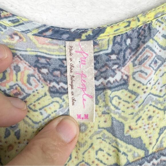 Free People Take Me to Thailand Sleeveless Boho Babydoll Dress Fog Combo Sz M - Picture 12 of 16